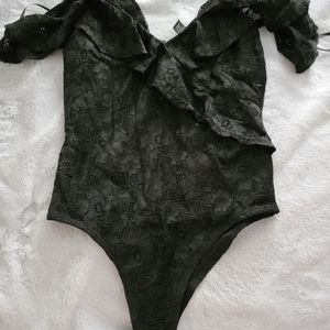 Black lace F21 bodysuit